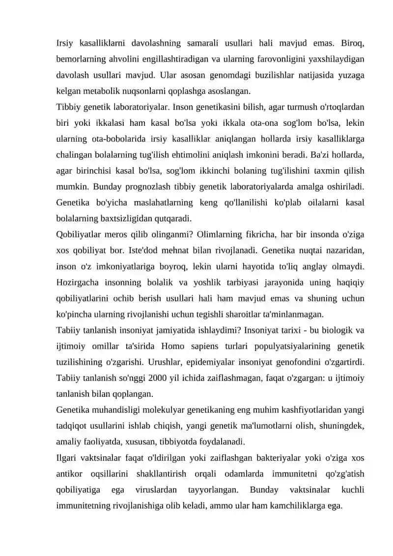 TIBBIYOT GENETIKASI SOHASIDAGI YUTUQLAR, MUAMMOLAR VA ISTIQBOLLAR HAQIDA 4