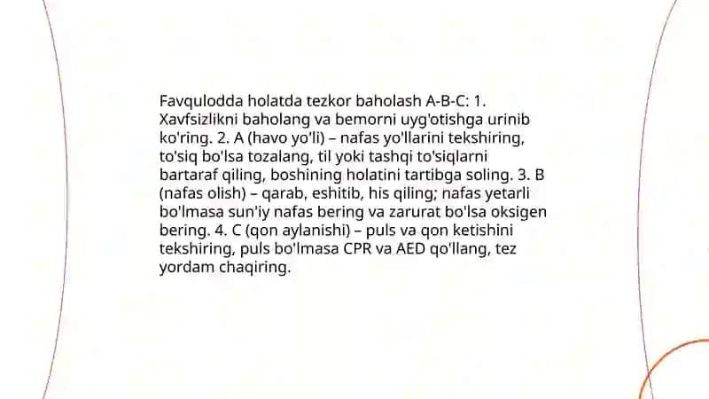 Birinchi tibbiy yordamning asosiy tamoyillari 4