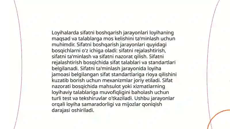 Loyihaning sifat menejmenti 4