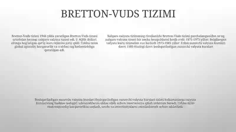 Xalqaro Valyuta Tizimining Rivojlanish Bosqichlari 4