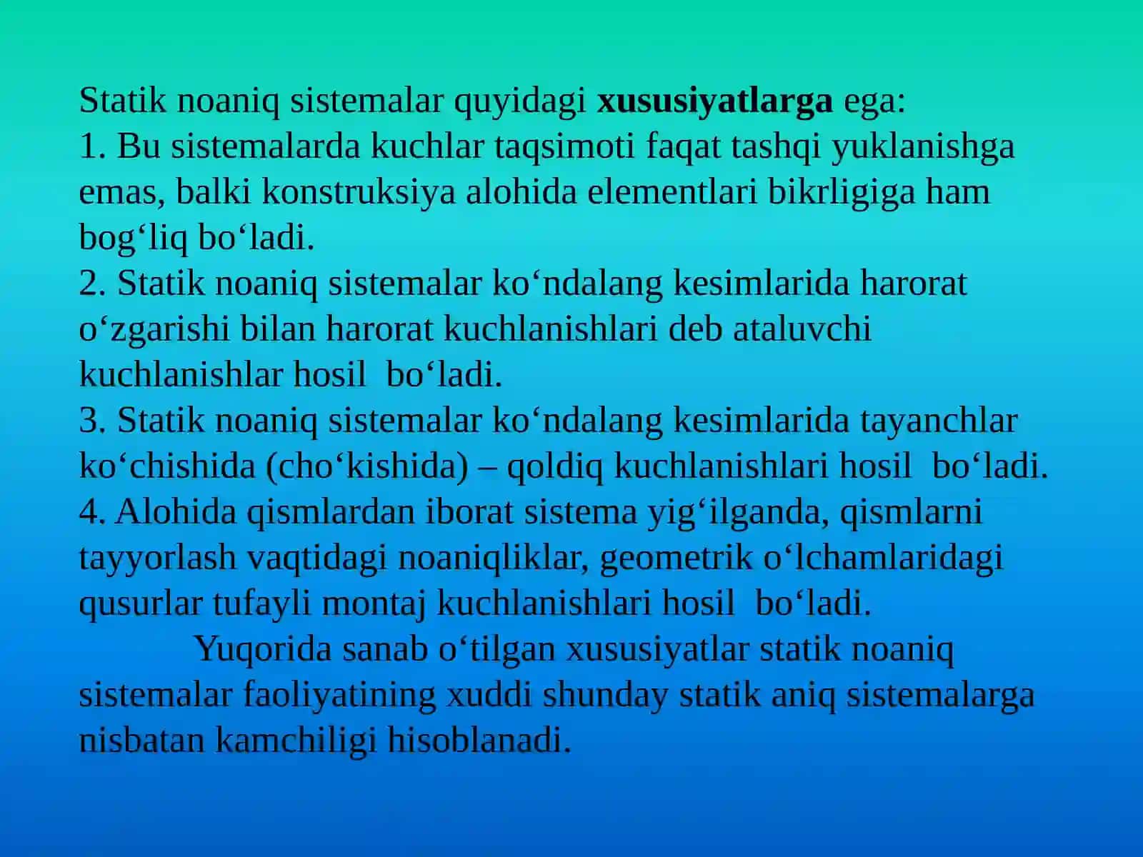 Statik noaniq sistemalar va ularning xususiyatlari. Statik noaniq ramalarni kuchlar usulida hisoblash 4