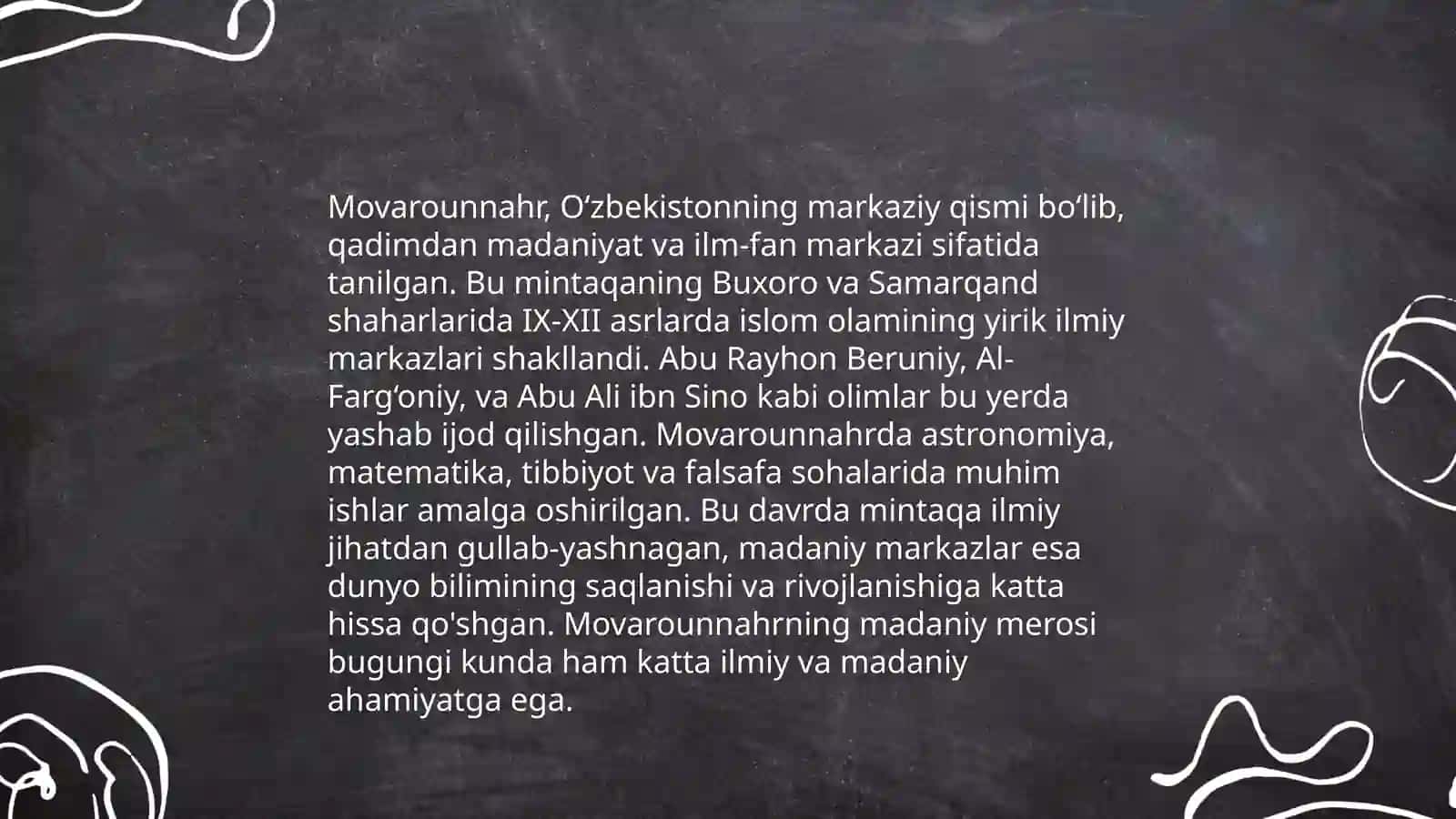 Buyuk allomalarning jahon svilizatsiyasiga qoshgan hissasi mavzuga oid video materiallar tayyorlash 4