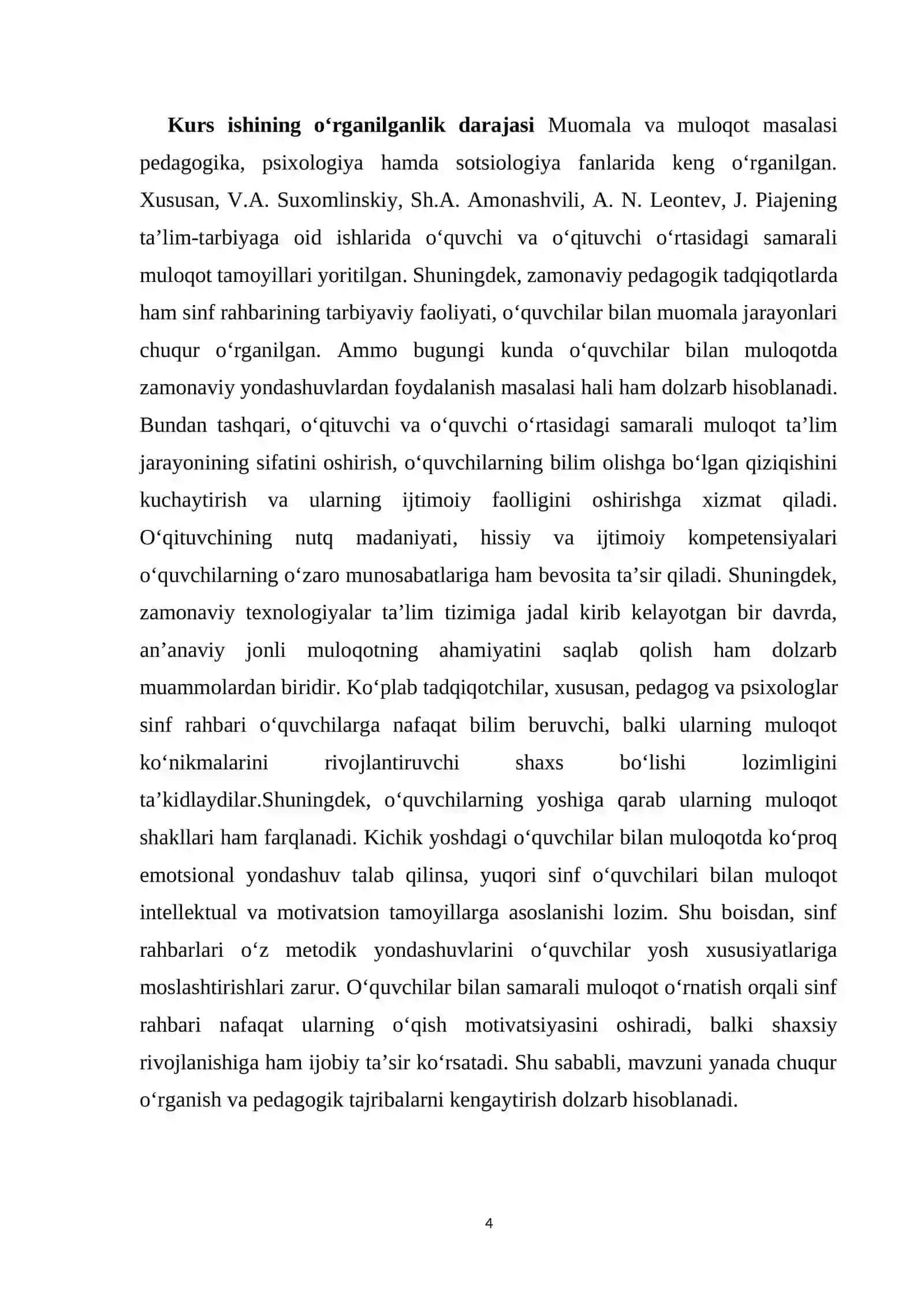 Sinf rahbarining tarbiyalanuvchilar bilan muomala va muloqoti 4