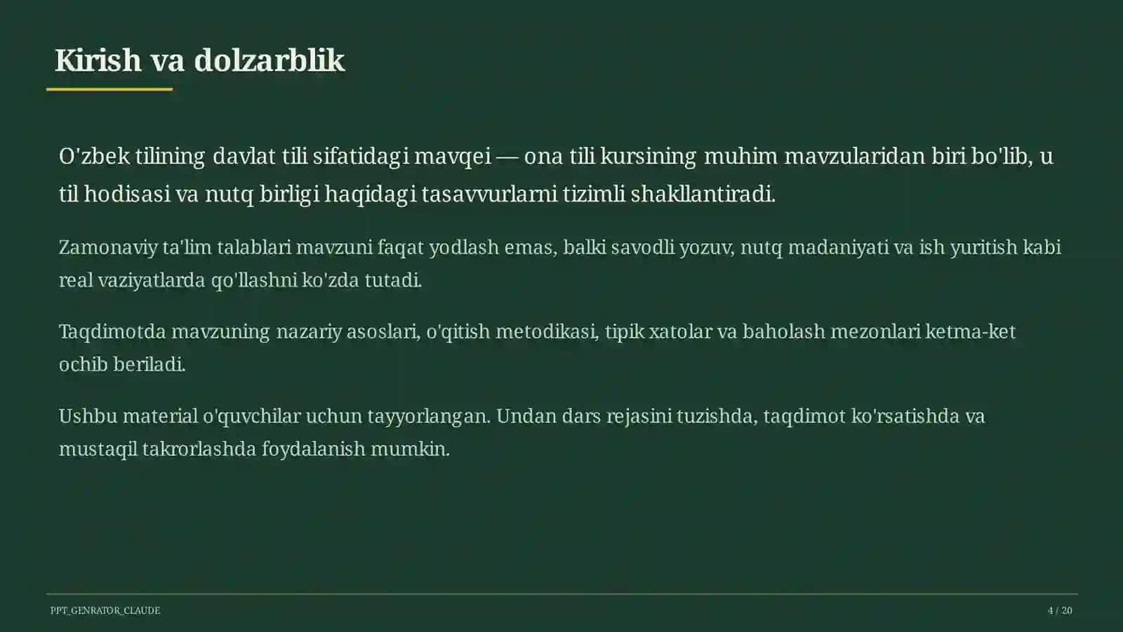 O'zbek tilining davlat tili sifatidagi mavqei (11-sinf) 4