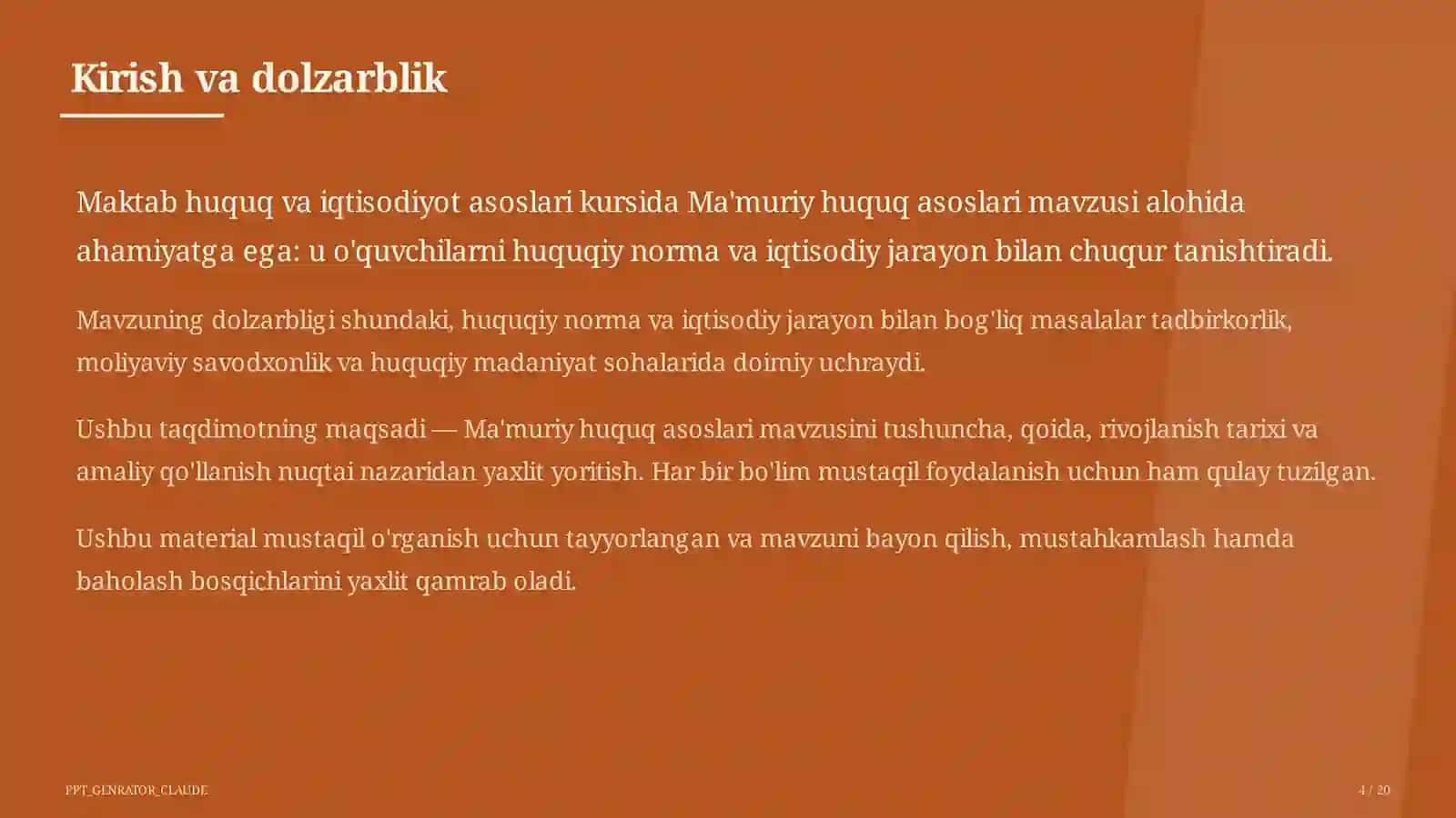Ma'muriy huquq asoslari (10-sinf) 4