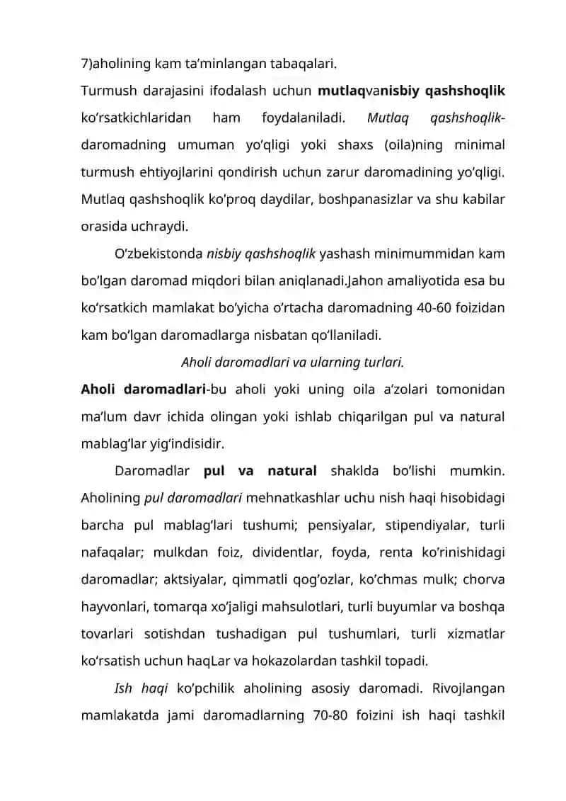 Turmush darajasi tushunchasi 4