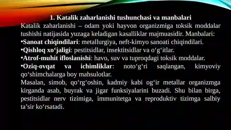 Katalik zaharlanish 4