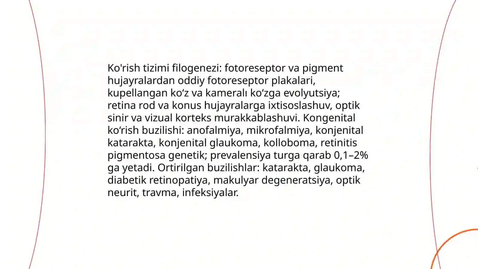 Sezgi analizatori tizimi filogenezi va buzilishlari 4