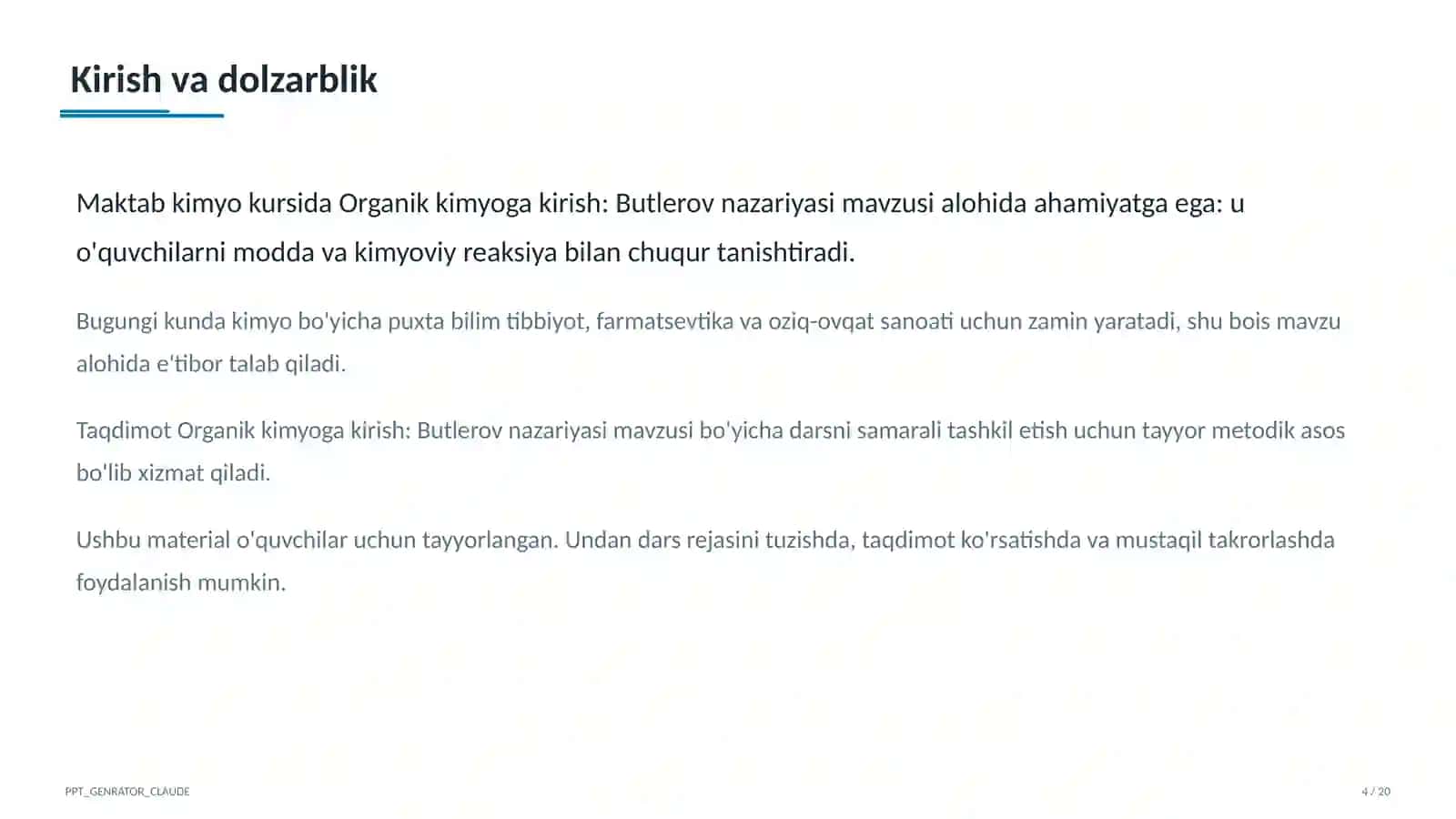Organik kimyoga kirish: Butlerov nazariyasi (10-sinf) 4