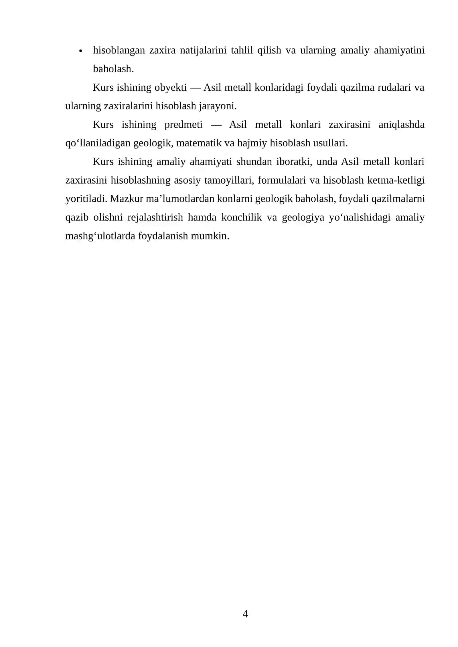 Asil metall konlarining zaxirasini hisoblash 4