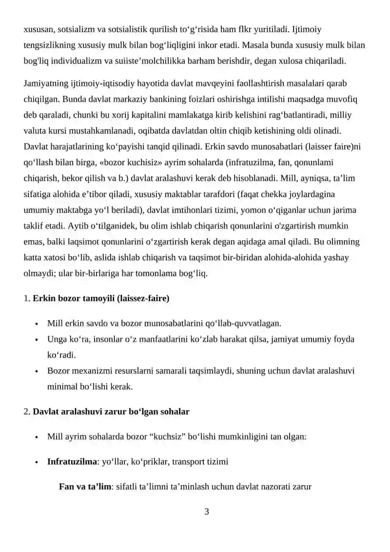 Jon Styuart Millning iqtisodiy erkinlik haqidagi qarashlari 4