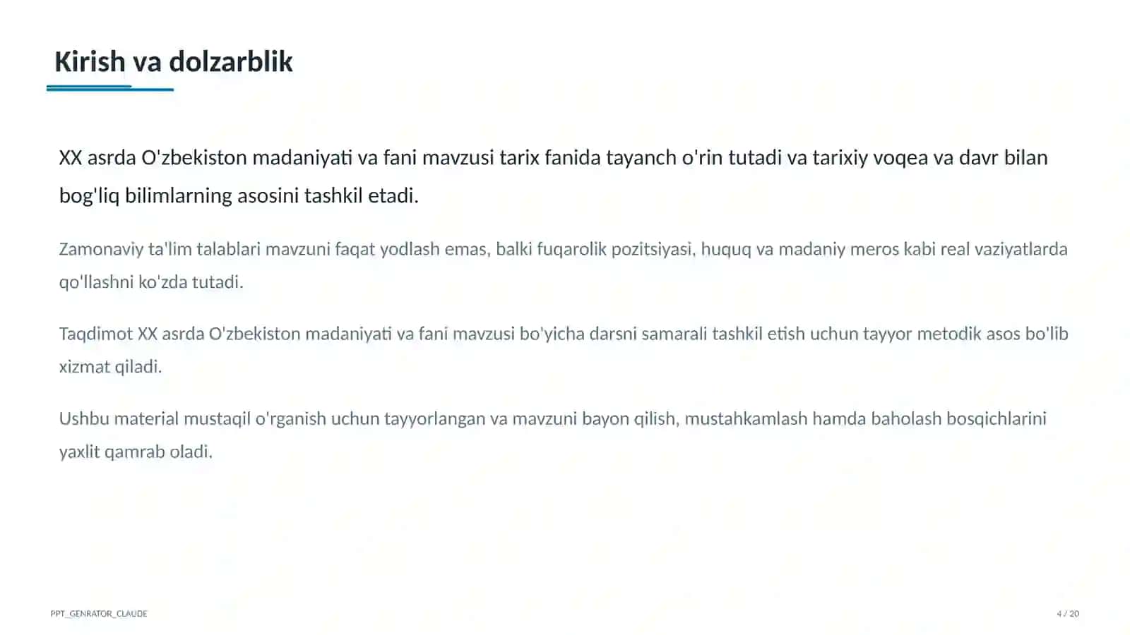 O'zbekiston madaniyati va fani (10-sinf) 4