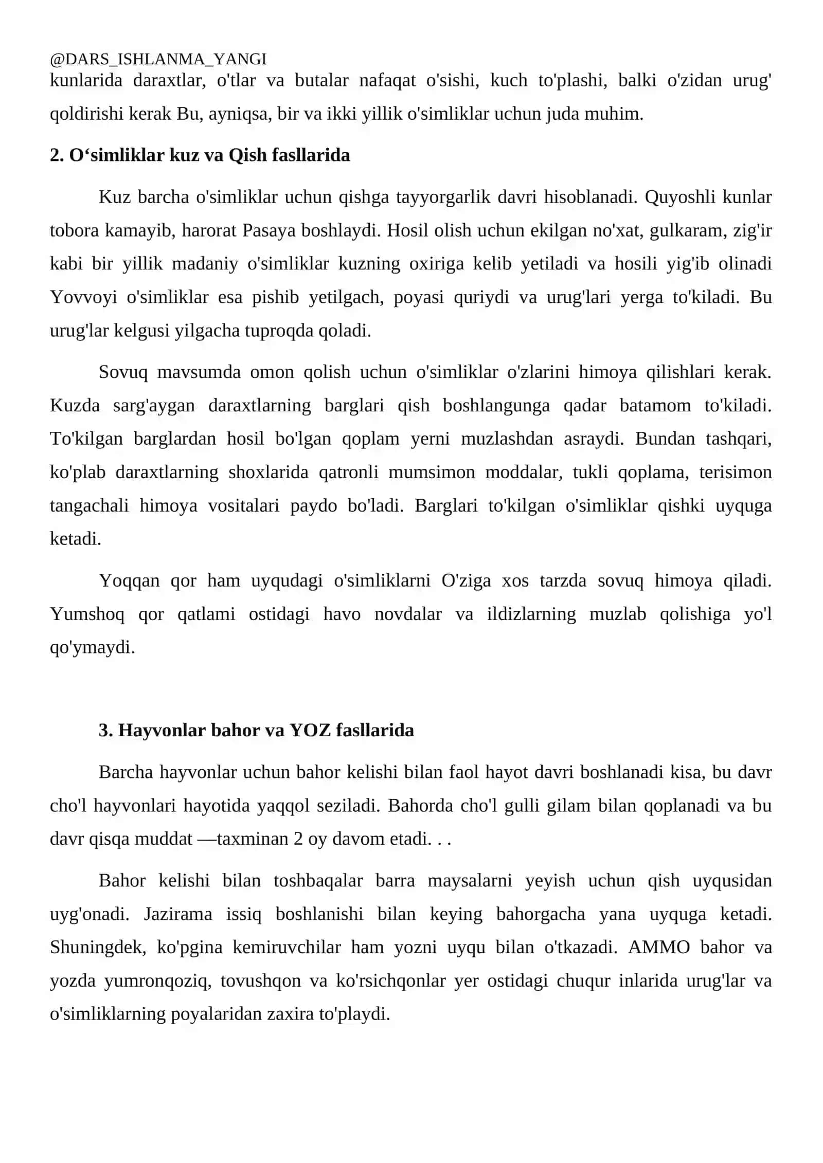 O'simliklar va hayvonlarning mavsumga bog'liqligi 4