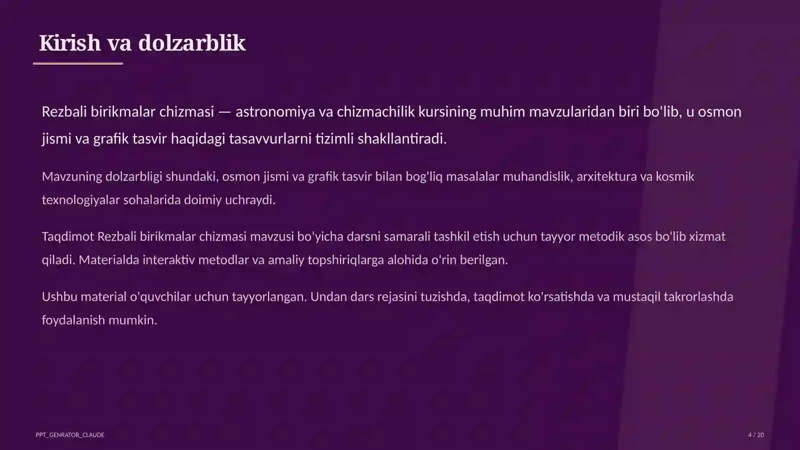 Rezbali birikmalar chizmasi (9-sinf) 4