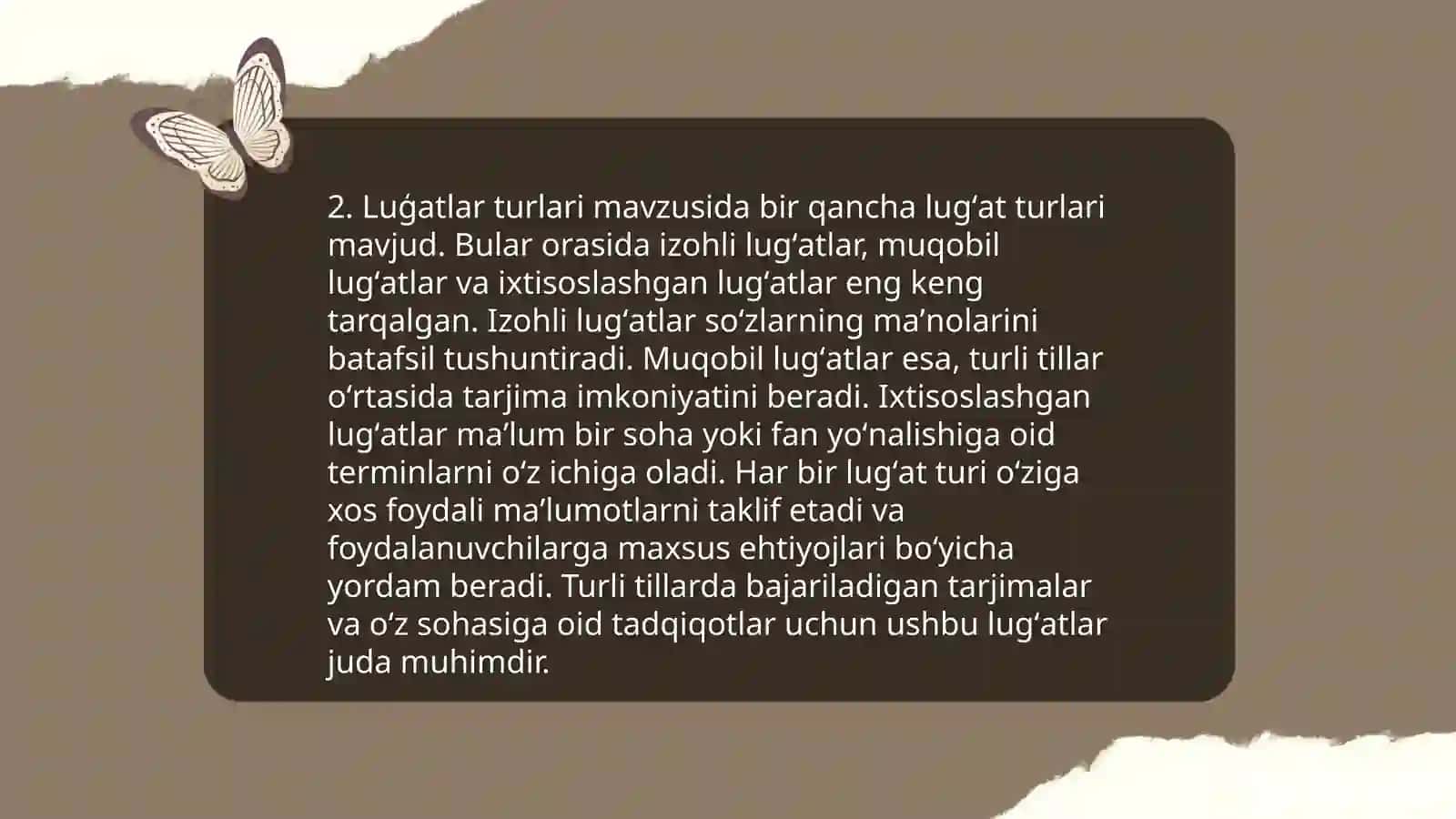 Leksikografiya va luģatchilik: nazariy va amaliy muammolar Luģatlarning nazariy va amaliy ahamiyati 4