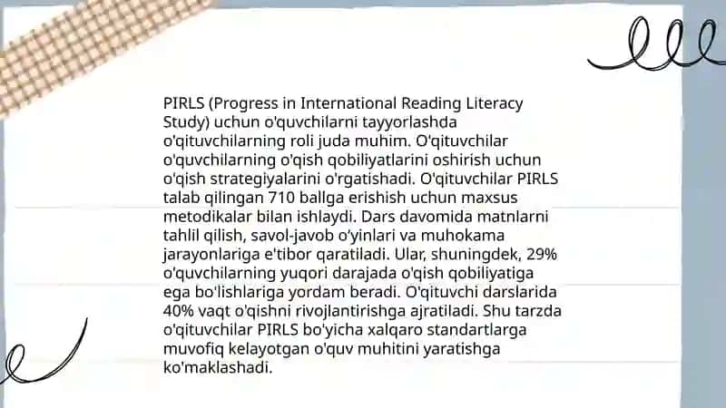 PIRLS xalqaro tadqiqotlarga tayyorlash: muammo va yechimlar 4