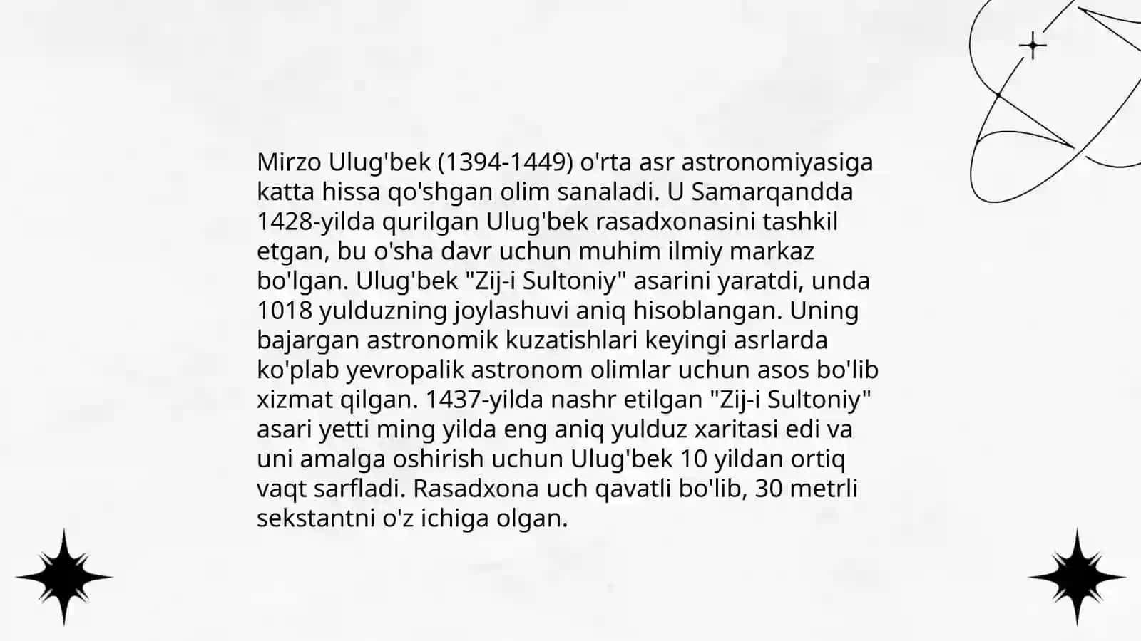 IX-XII asrlarda mamlakatimiz hududida ro'y bergan madaniy uyg'onish (Renessans). Buyuk allomalarning jahon sivilizatsiyasiga qo'shgan hissasi 4