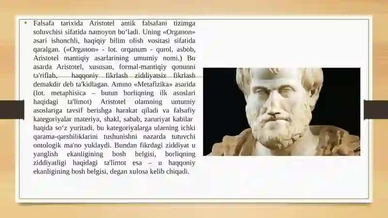 Aristotlel, Farobiy va Kantning ontologiyayasida kategoriyalar 4