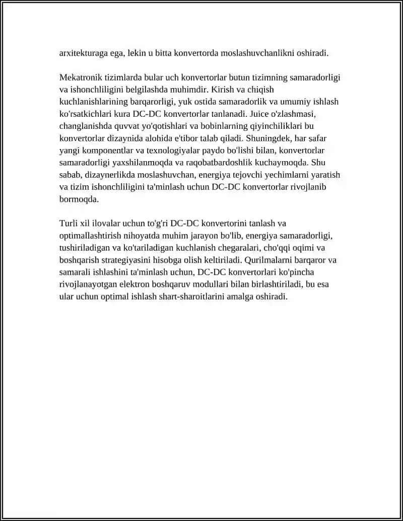 MEXATRON SISTEMALARIDA QO'LLANILADIGAN QUVVAT O'ZGARTIRGICHLARI 4