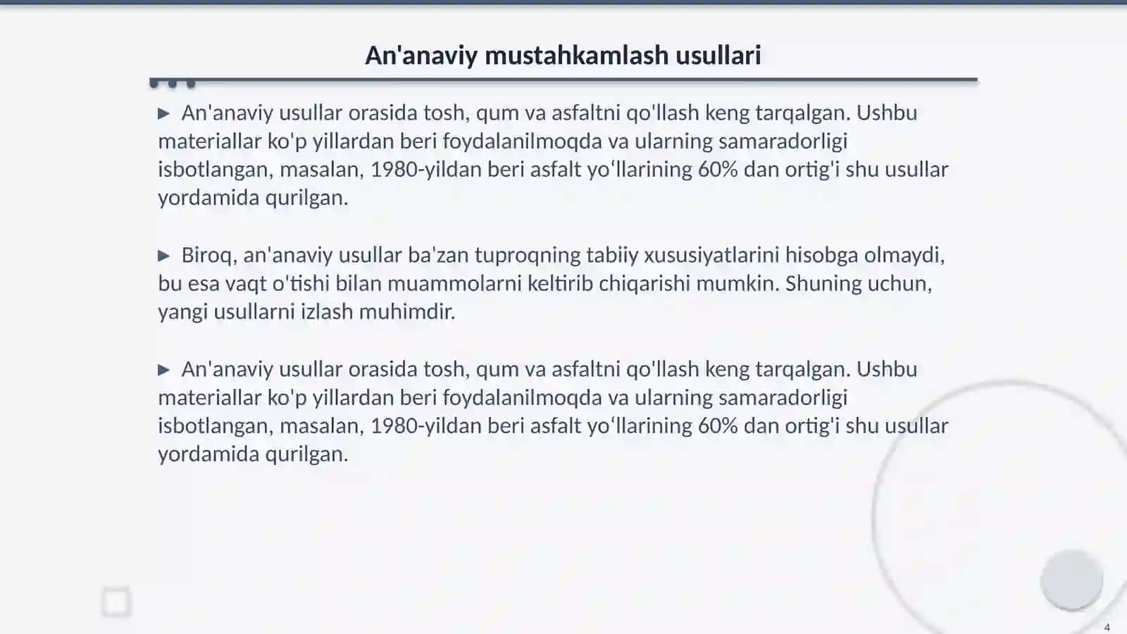 Yoʻl poyi yon bagʻrini mustahkamlashning ilgʻor usullari 4
