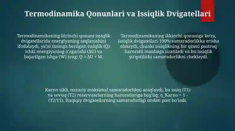 Issiqlik mashinalari va ularning foydali ish koeffitsiyenti 4