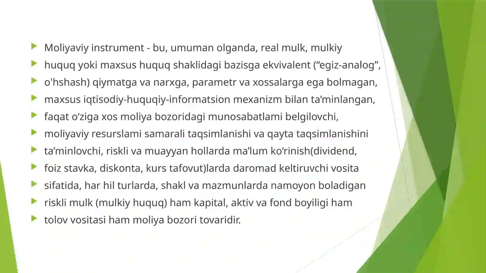Moliya bozorining mazmuni, iqtisodiyotdagi ahamiyati va o'mi 4