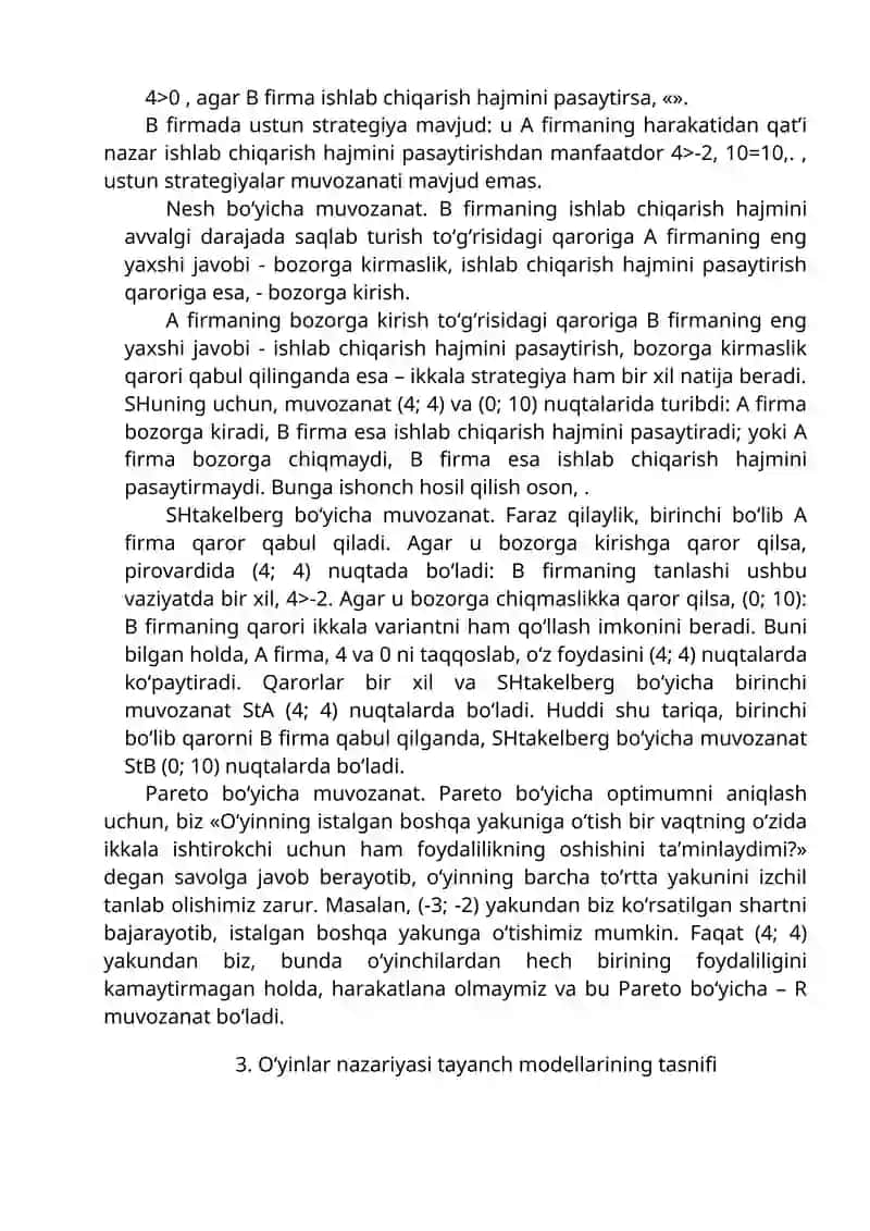 O‘yinlar nazariyasi va o‘zaro hamkorliklarni modellashtirish 4