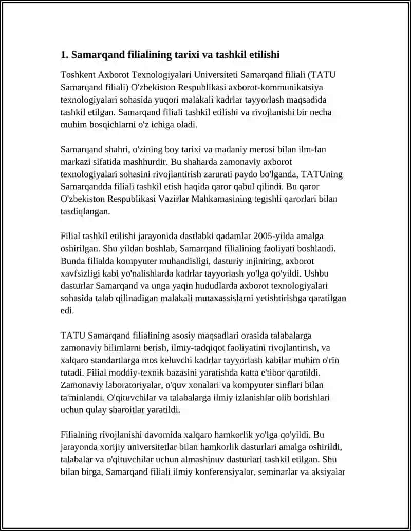 TOSHKENT AXBOROT TEXNOLOGIYALAR UNIVERSITETI SAMARQAND FILIALI REFERAT 4