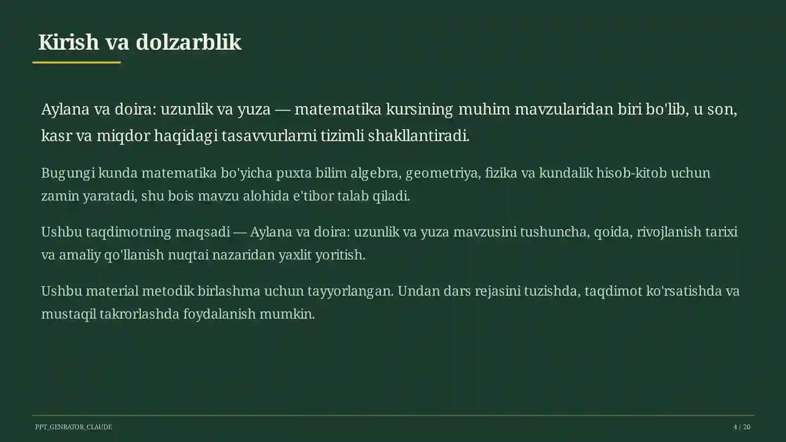 Aylana va doira: uzunlik va yuza (6-sinf) 4