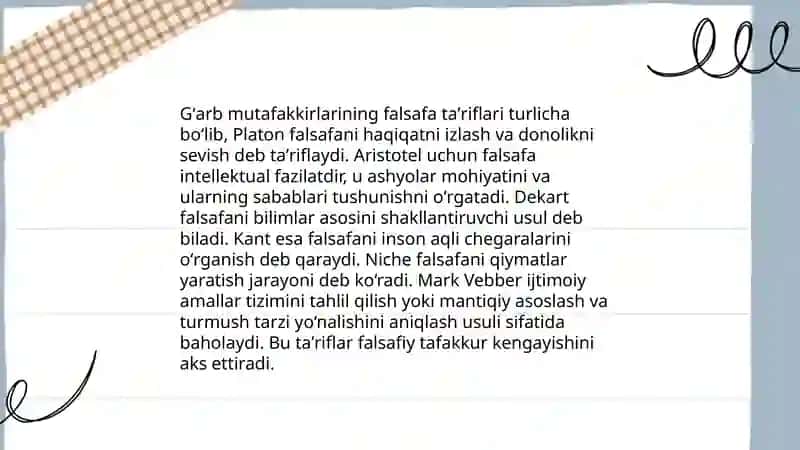 Falsafaning mohiyatiga oid Sharq va Gʻarb mutafakkirlari taʼriflari 4