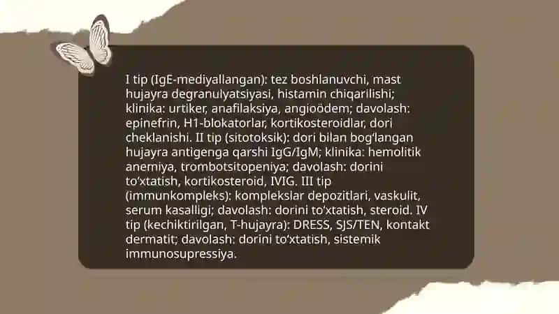 Dori allergiyasi etiologiya patogenez klinikasi va davolash 4