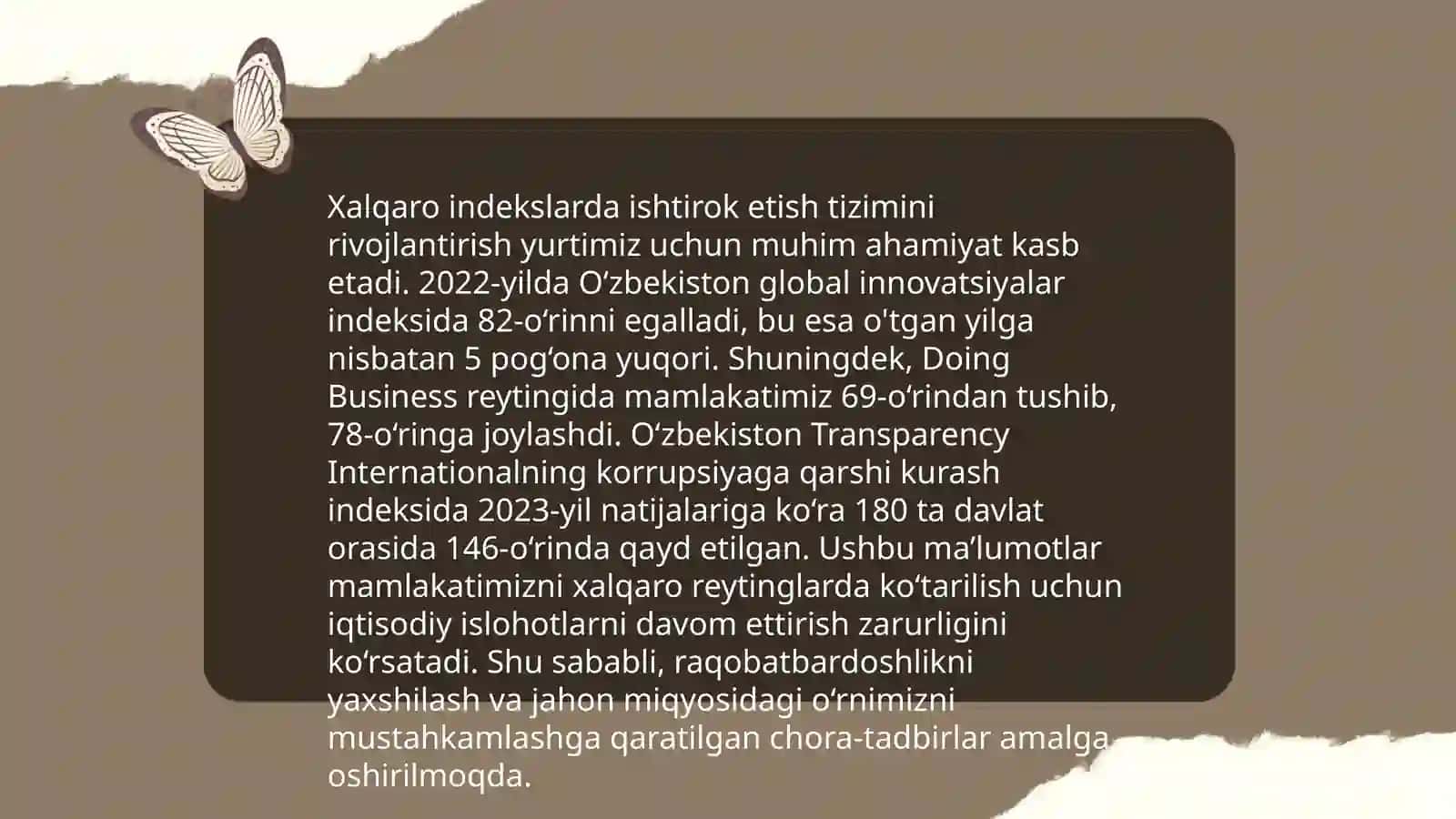 O’zbekistonning xalqaro reytinglarda mavqeini oshirish strategiyalari 4