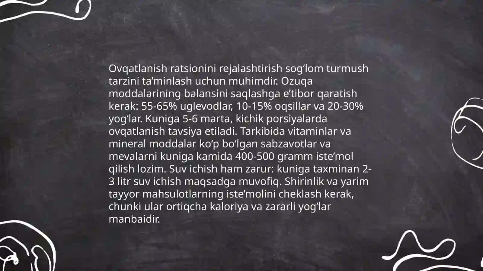 Ovqatlanish gigeyenasi.Ovqatlanish ratsionini tuzish metodlari 4