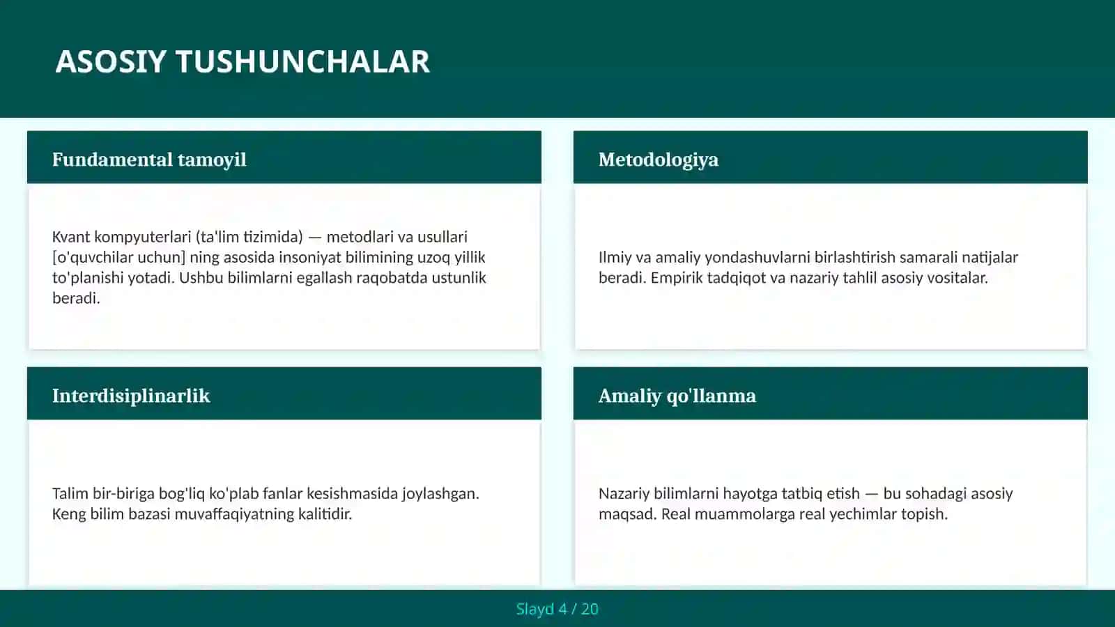 Kvant kompyuterlari (ta'lim tizimida) — metodlari va usullari [o'quvchilar uchun] 4