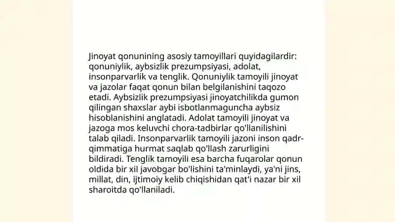 Jinoyat qonunining rivojlanish tamoyillari va ularning mohiyati 4