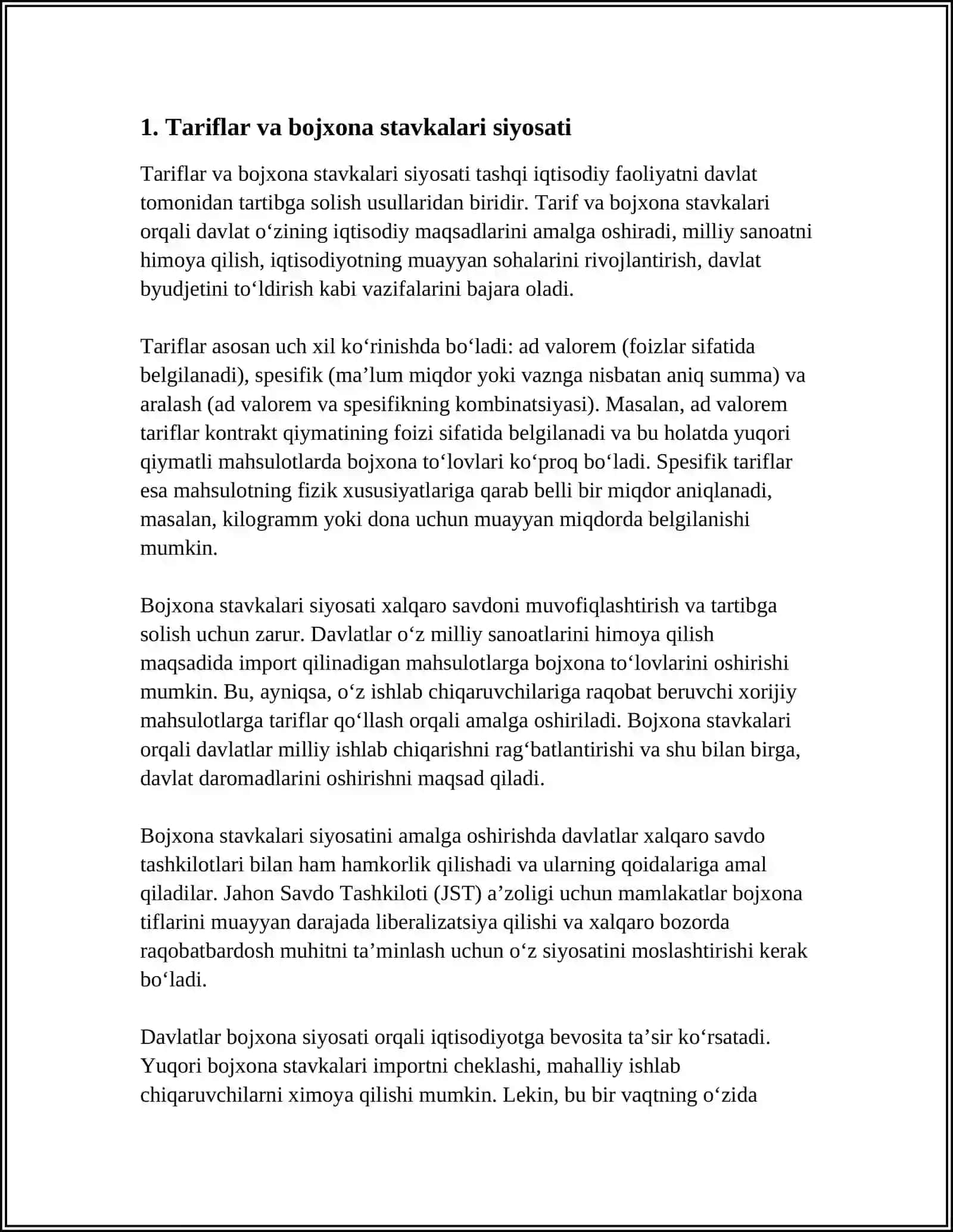 TASHQI IQTISODIY FAOLIYATNI DAVLAT TOMONIDAN TARTIBGA SOLISH USULLARI 4