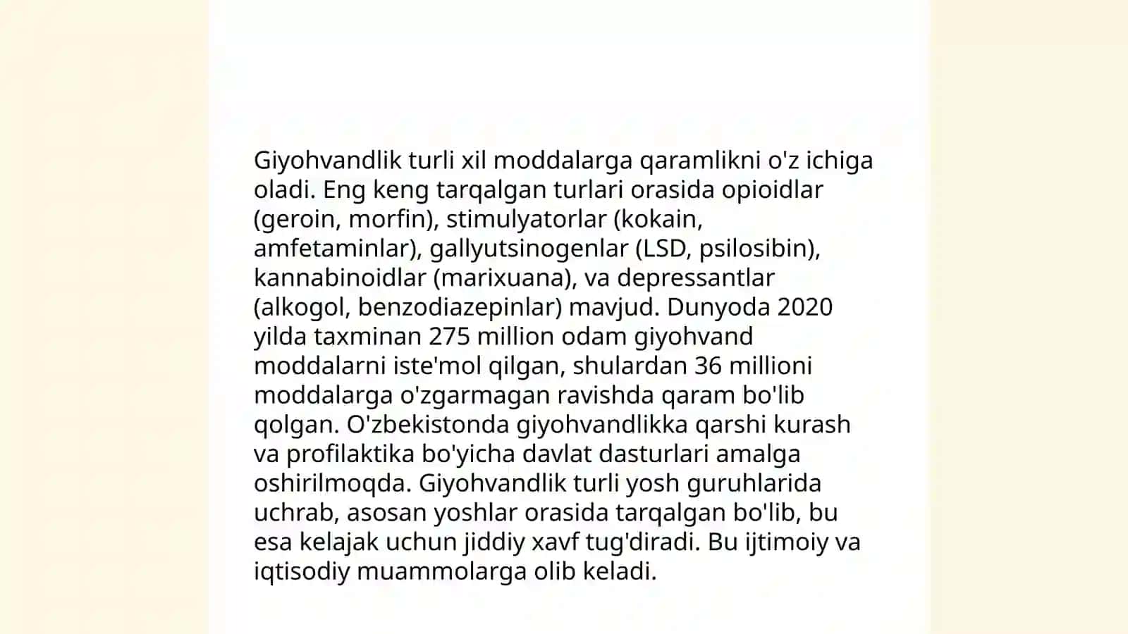 Giyohvandlik umr zavoli 4