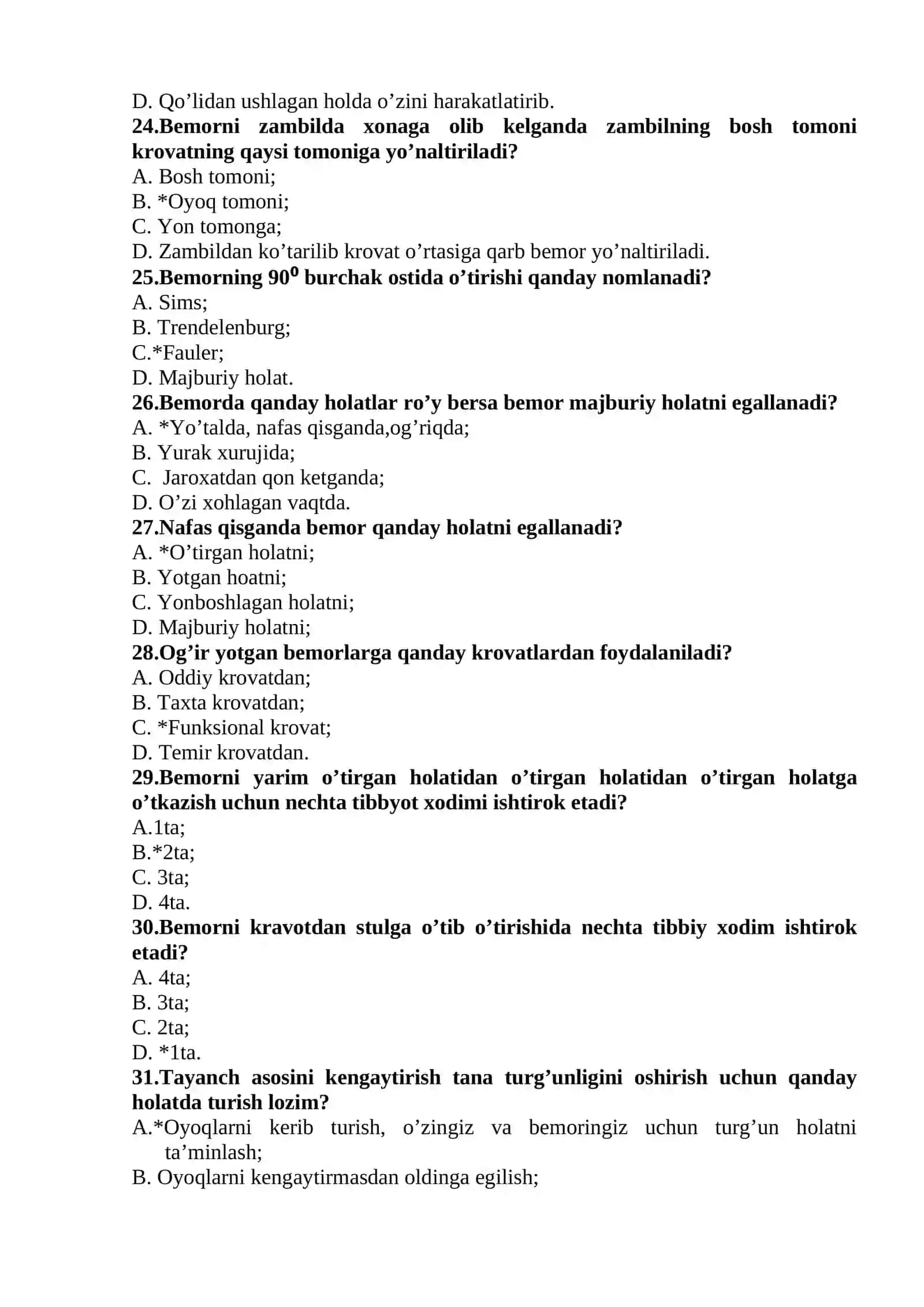 Хамширалик иши фанидан амалий тест саволлари 4