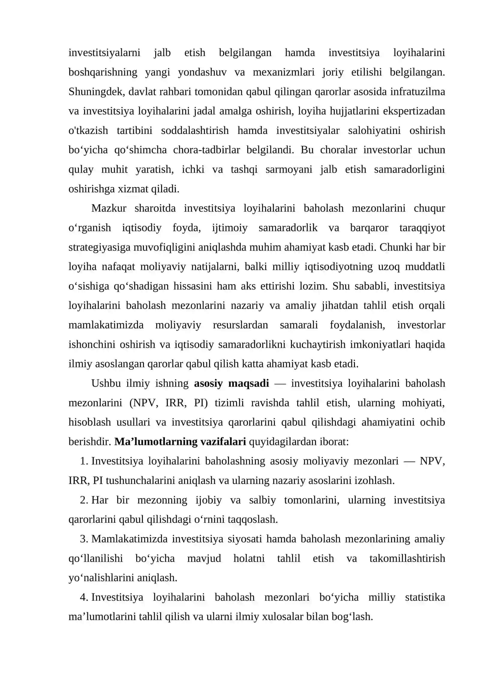 Investitsiya loyihalarini baholash mezonlari (NPV, IRR, PI) 4