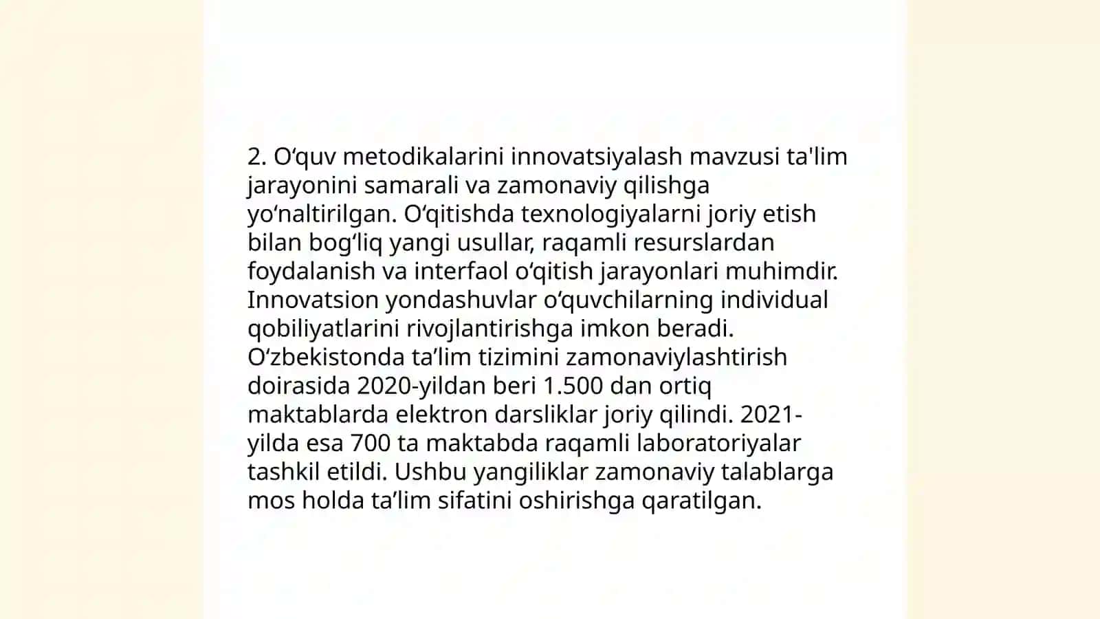 Texnologiya fanida ish rejasini ishlab chiqish va amalga oshirish 4
