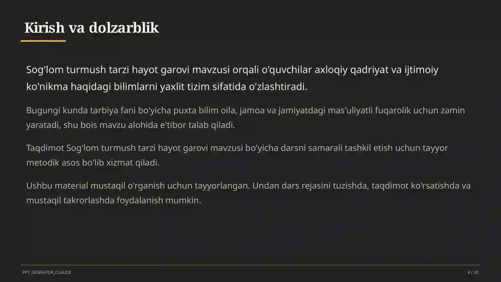Sog'lom turmush tarzi hayot garovi (7-sinf) 4