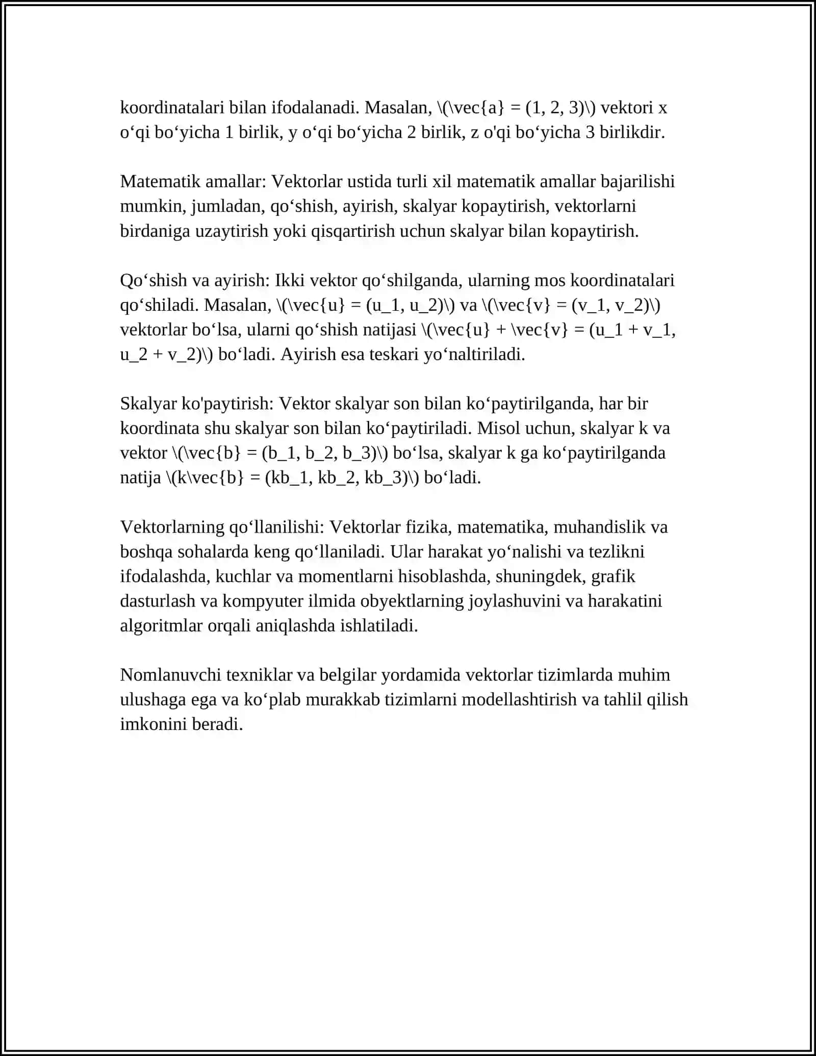 VEKTOR VA ULAR USTIDA AMALLAR 4