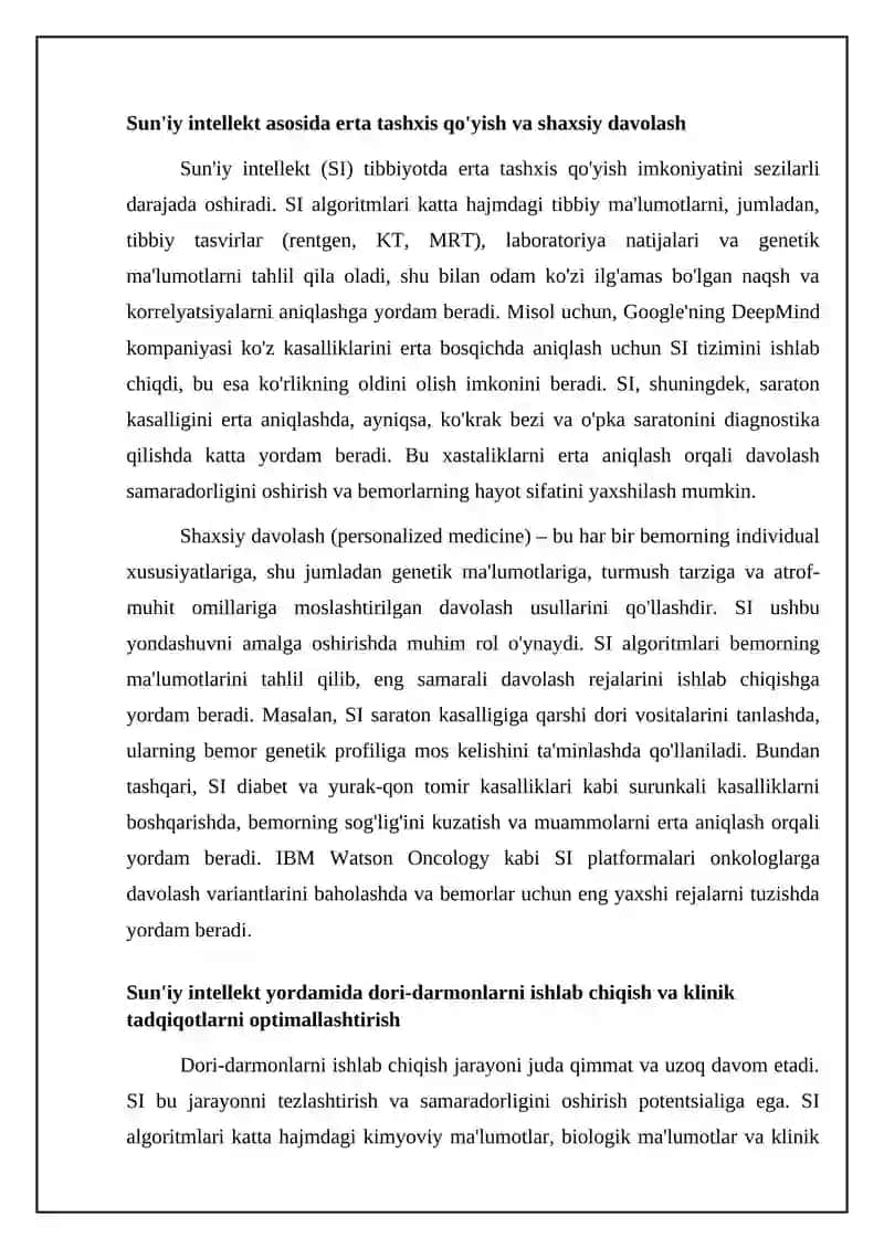 Sun'iy intellektning tibbiyotdagi roli: imkoniyatlar va afzalliklar 4