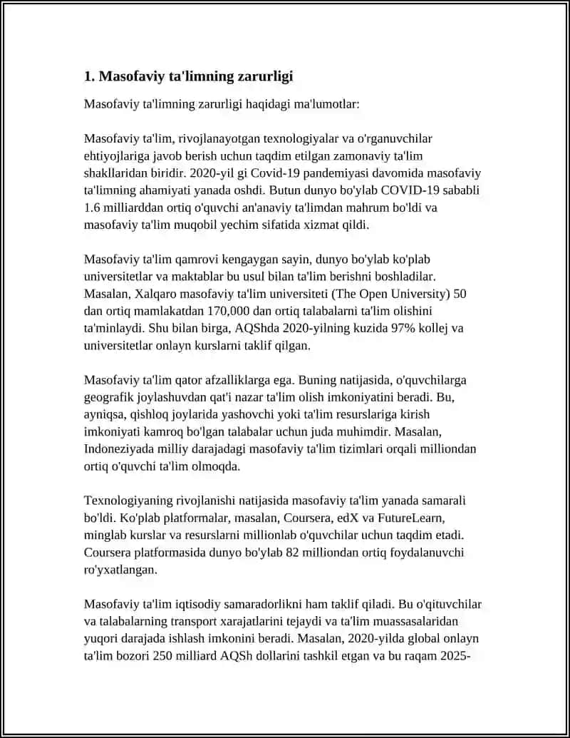 Masofaviy Talim Zarurligi va Xususiyatlar 4