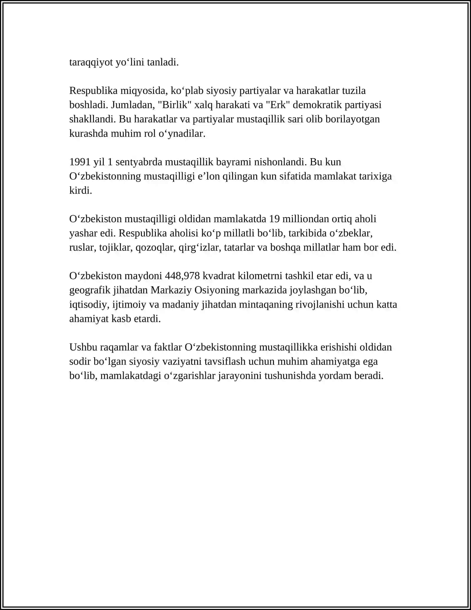 O'zbekiston Mustaqilligi oldidan siyosiy vaziyat 4