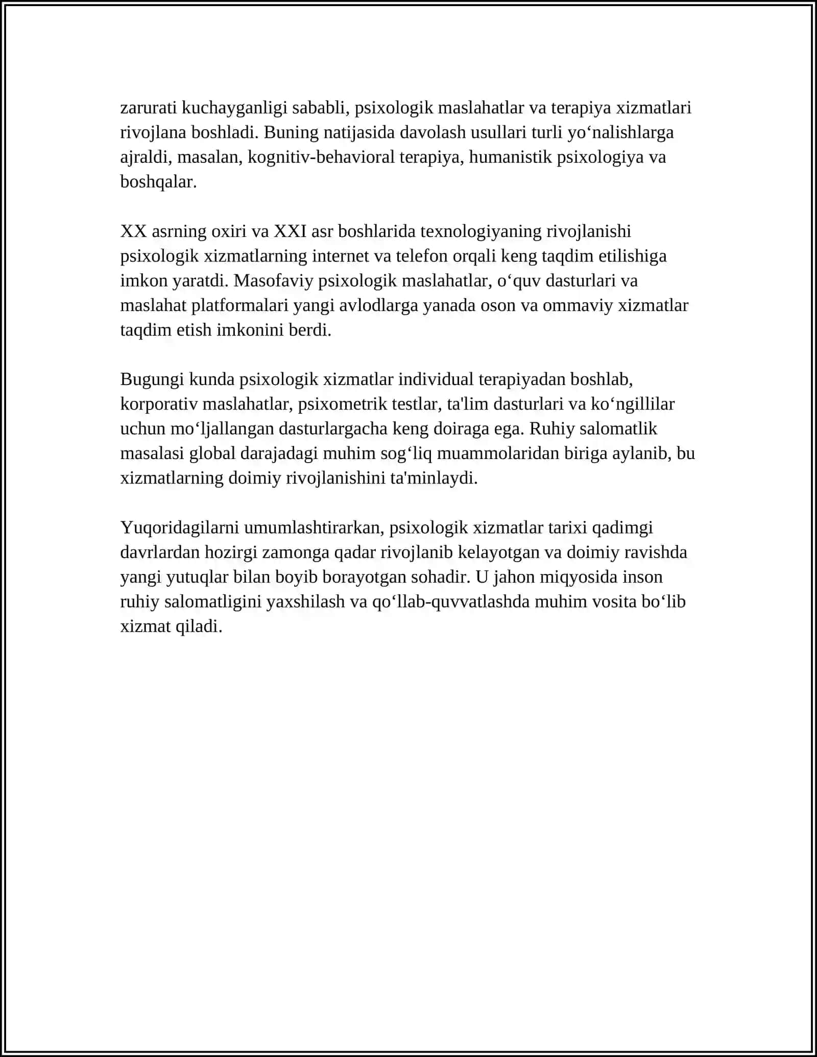 Psixologik xizmatning rivojlanish tarixi 4