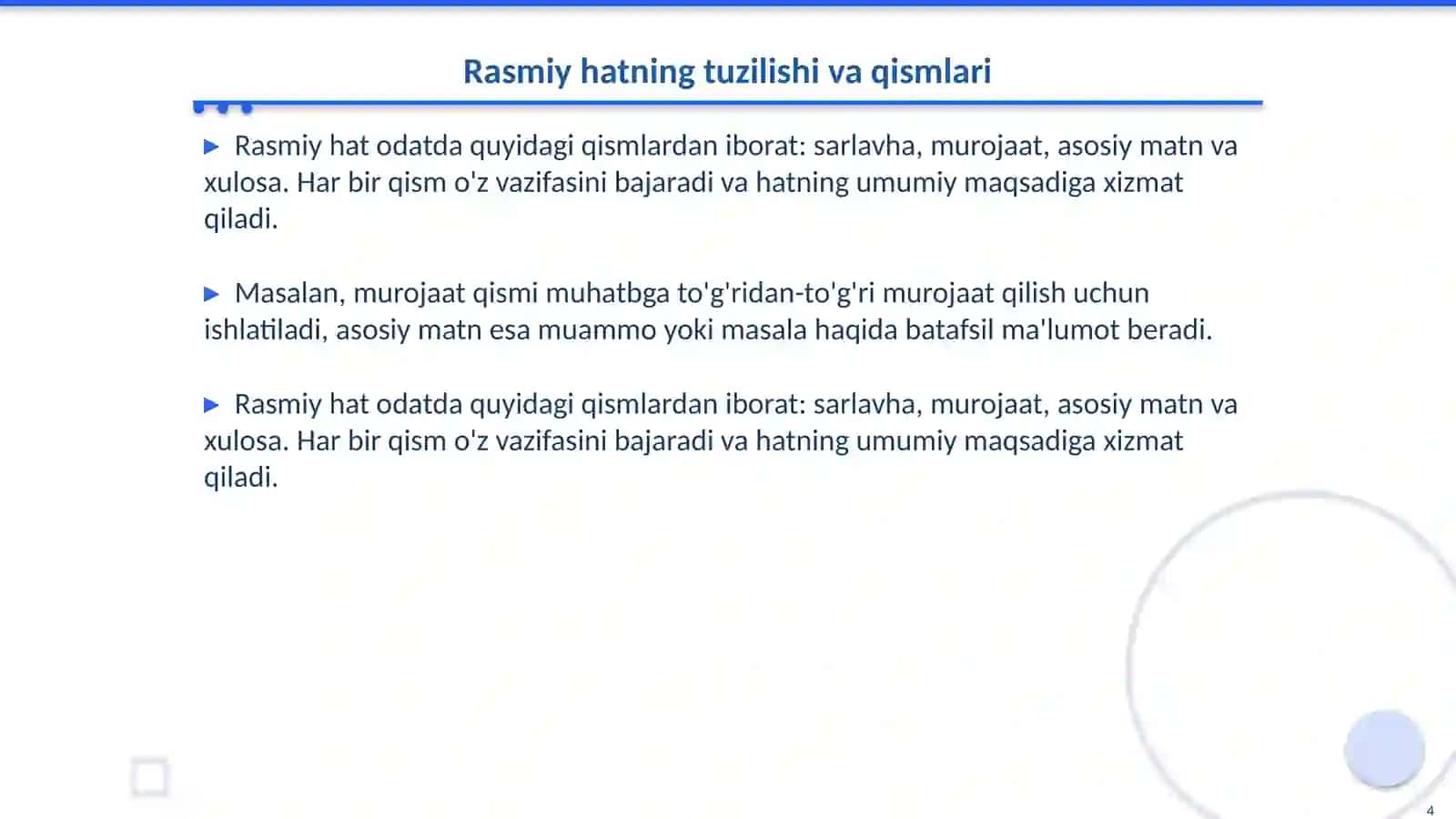 Mavzu Rasmiy hat 4