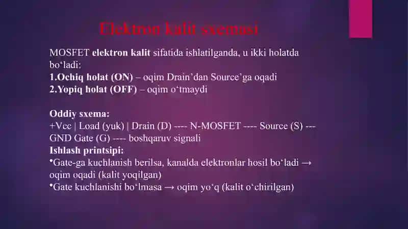 MAYDONIY TRANZISTORDA YIG'ILGAN ELEKTRON KALIT SXEMASI TADQIQ ETISH 4