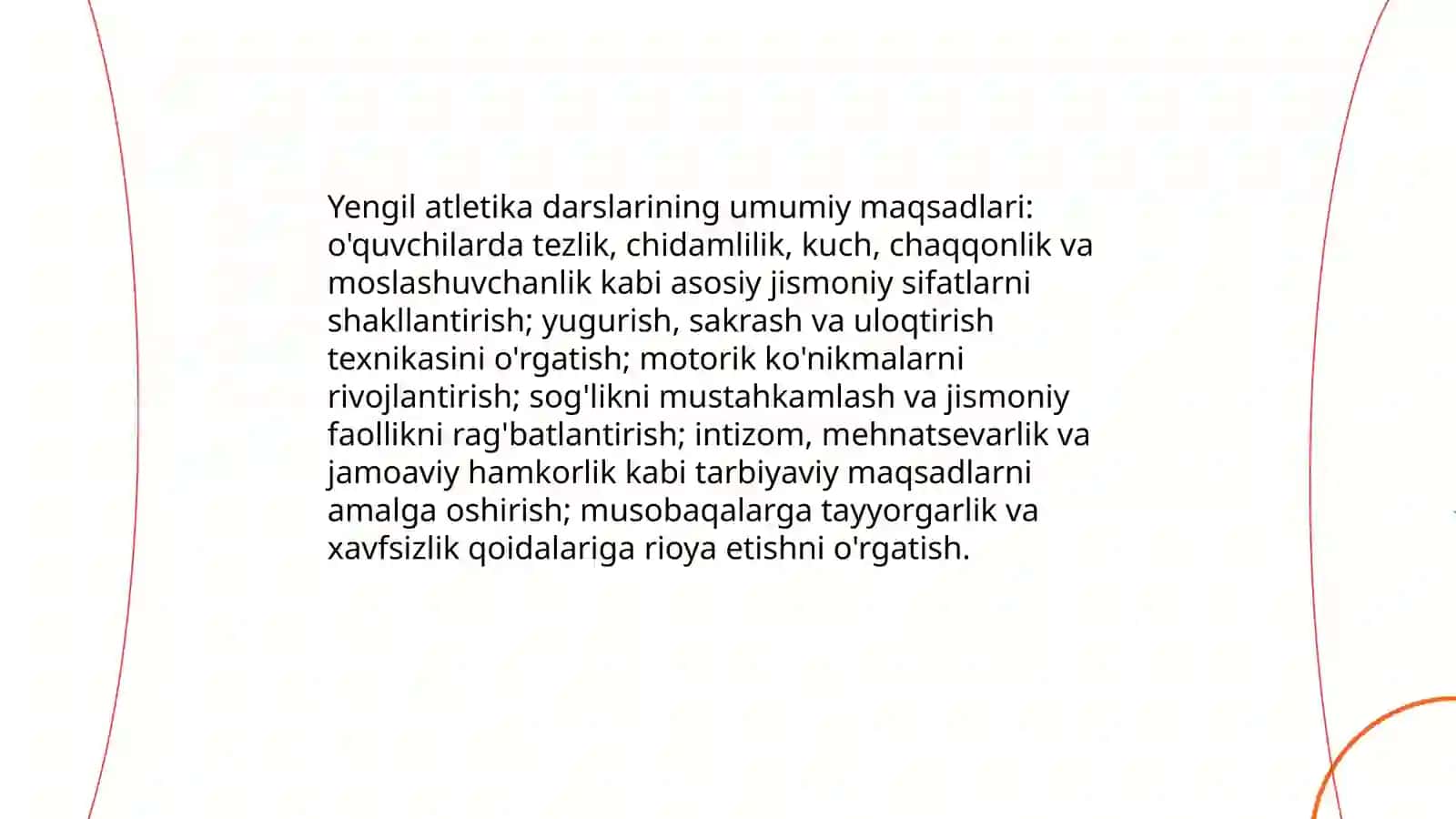 Yengil atletika va uni o'qitish metodikasi fani maqsadi va vazifalari 4