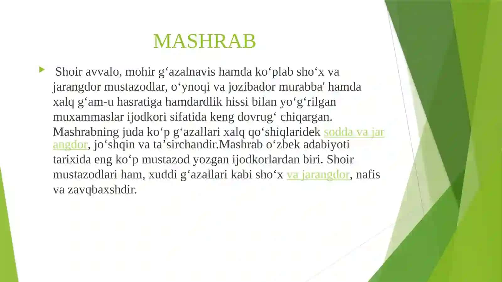 Mashrab asarlari tilining xususiyatlari 4